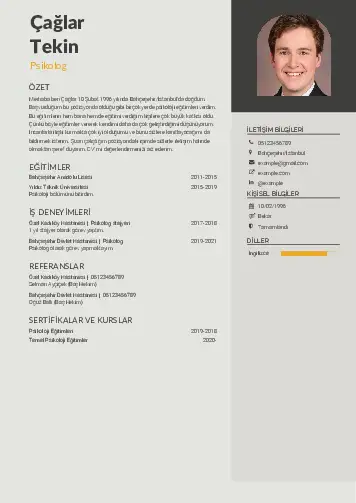 Psikolog CV Örnekleri cv indir